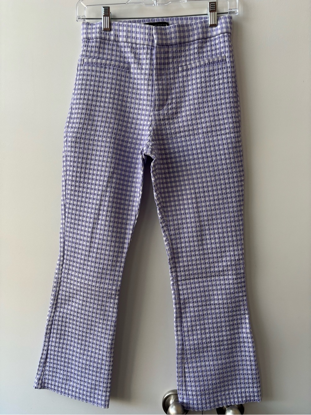 Lavender Gingham Flare Pants